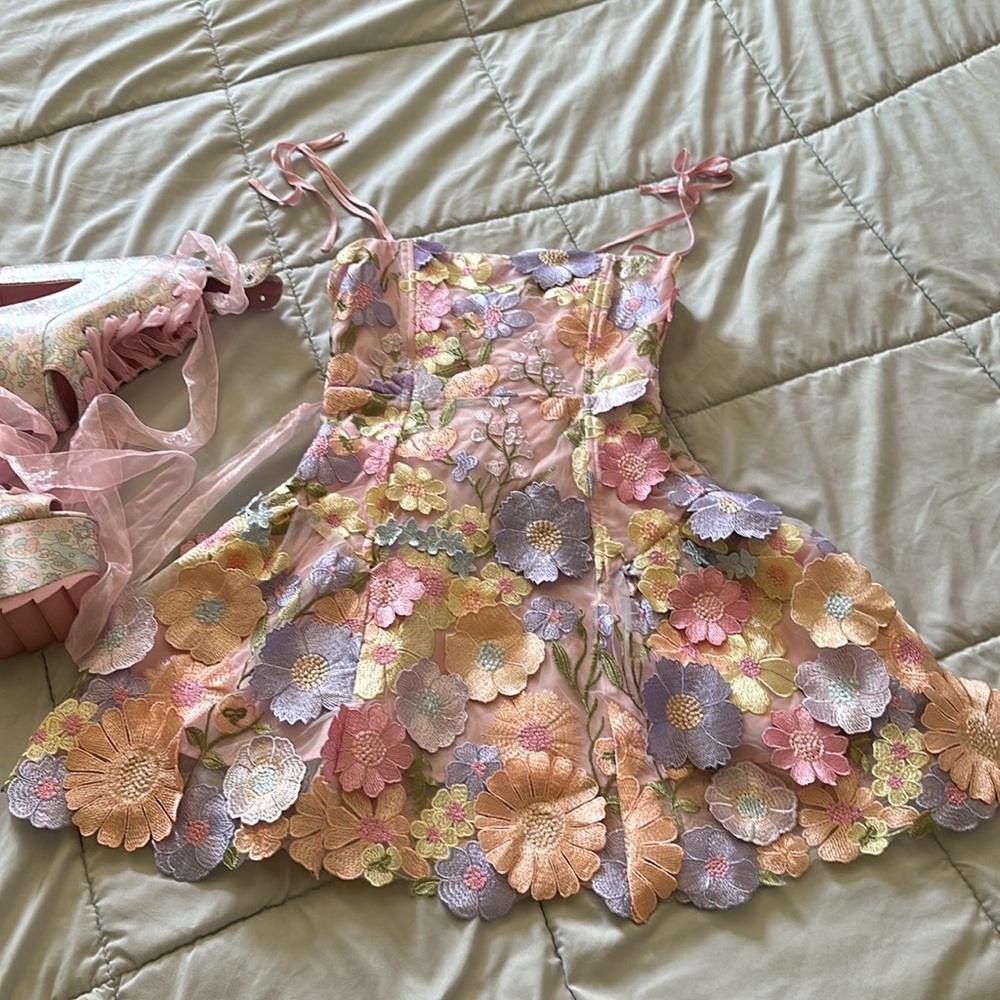 Dollskill sugar thrillz Floral Chiffon Dreams Mini Dress S - Picture 10 of 16